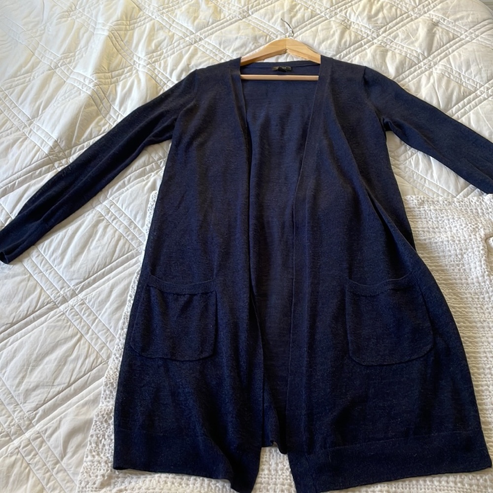 Halogen Side Slit Cardigan - Blue - Picture 12 of 16